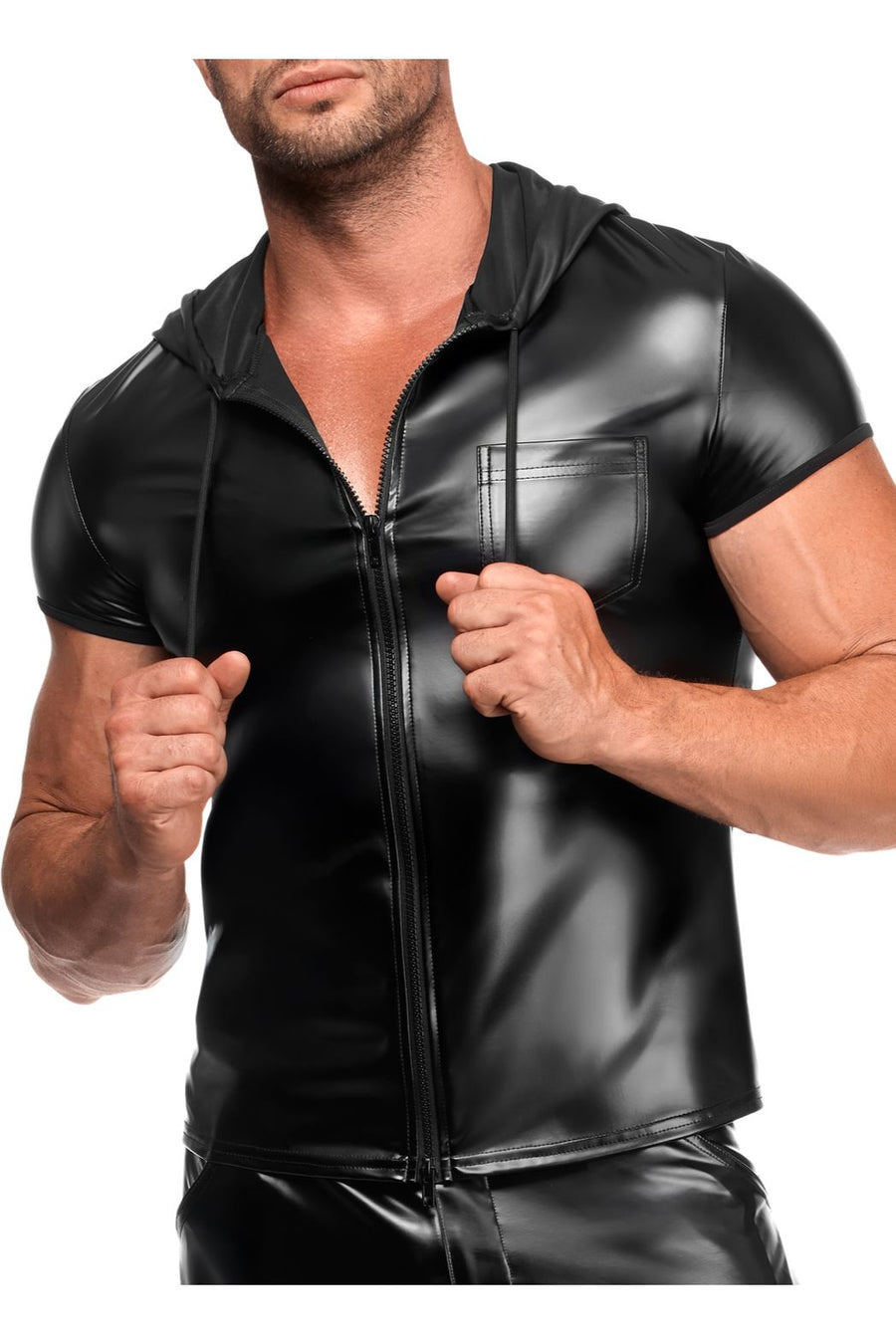 Vexen Black Men's Hooded Zippered Top