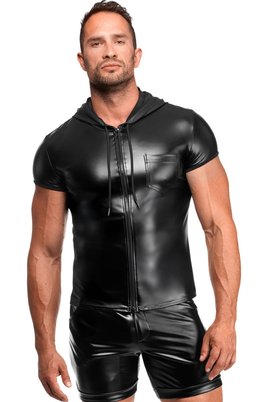 Vexen Black Men's Hooded Zippered Top