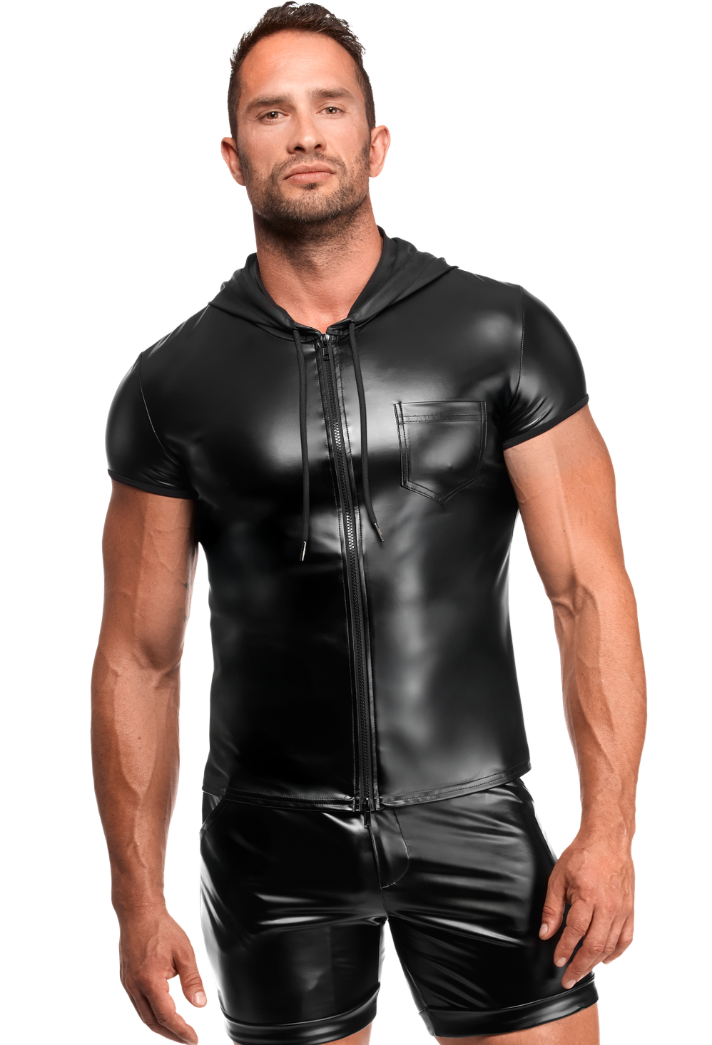 Vexen Black Men's Hooded Zippered Top