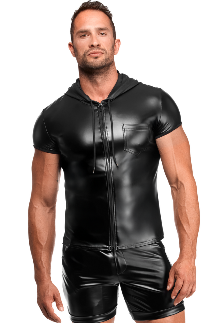 Vexen Black Men's Hooded Zippered Top