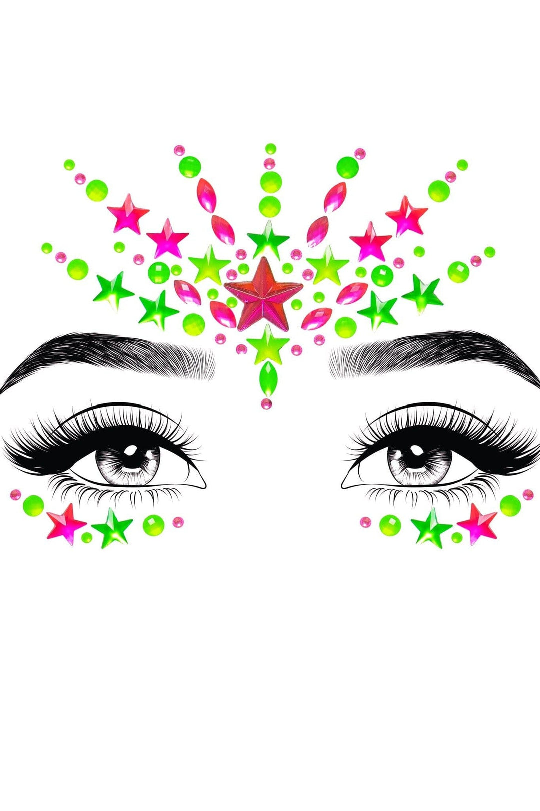 Leg Avenue Vibe Neon Adhesive Black Light Face Jewel Sticker And 2 Body Glitter Packets in Multi  from SexyShoes.com