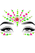 Vibe Neon Adhesive Black Light Face Jewel Sticker And 2 Body Glitter Packets