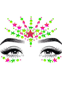 Leg Avenue Vibe Neon Adhesive Black Light Face Jewel Sticker And 2 Body Glitter Packets in Multi  from SexyShoes.com