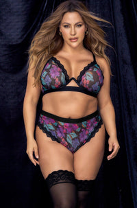 Mapale Vibrant Flower Print Set in Black  from SexyShoes.com