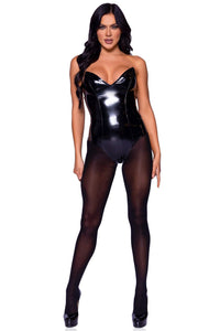 Vinyl Boned Bodysuit-Bodysuits-SEXYSHOES.COM