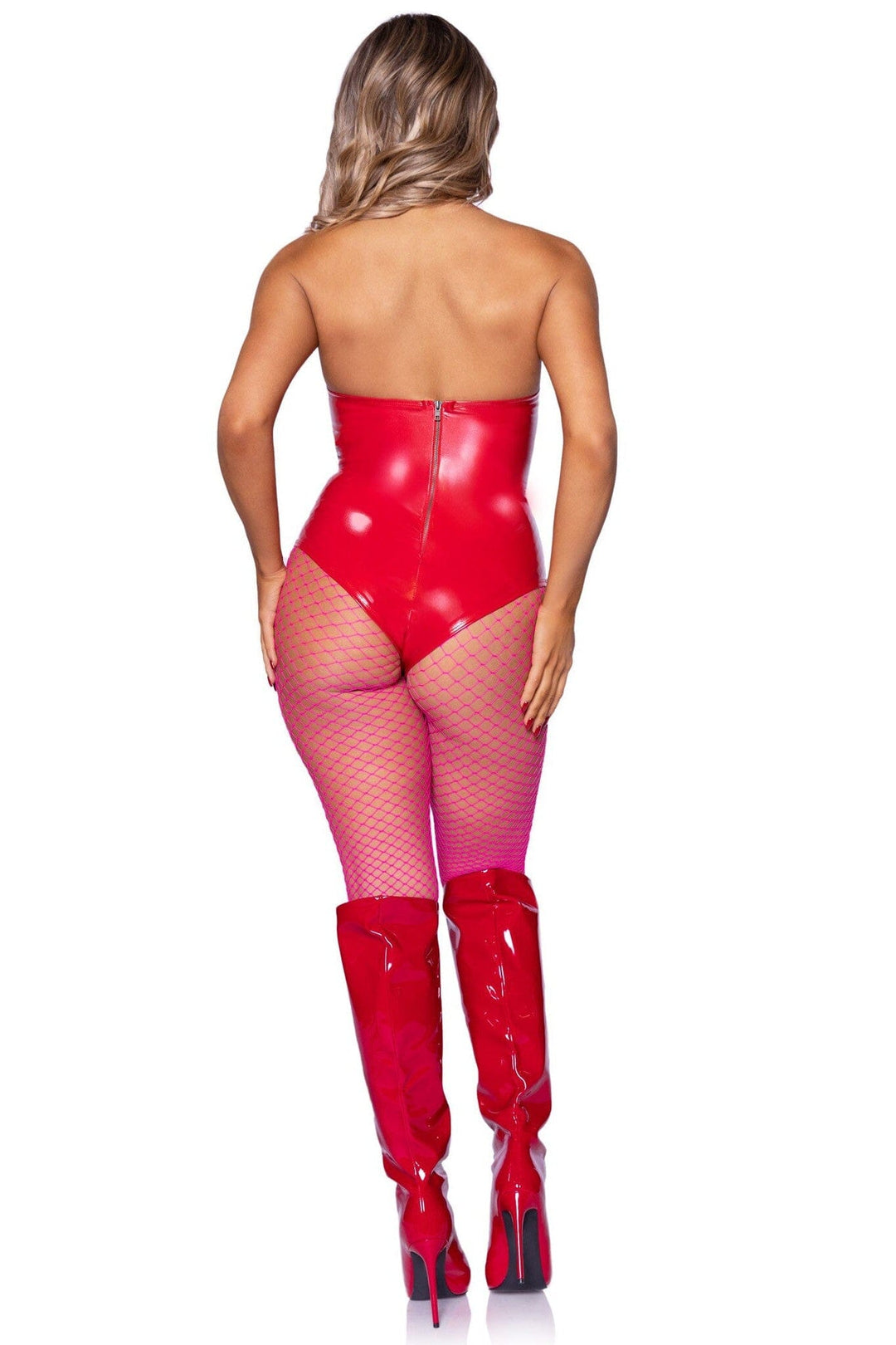 Vinyl Boned Bodysuit-Bodysuits-SEXYSHOES.COM