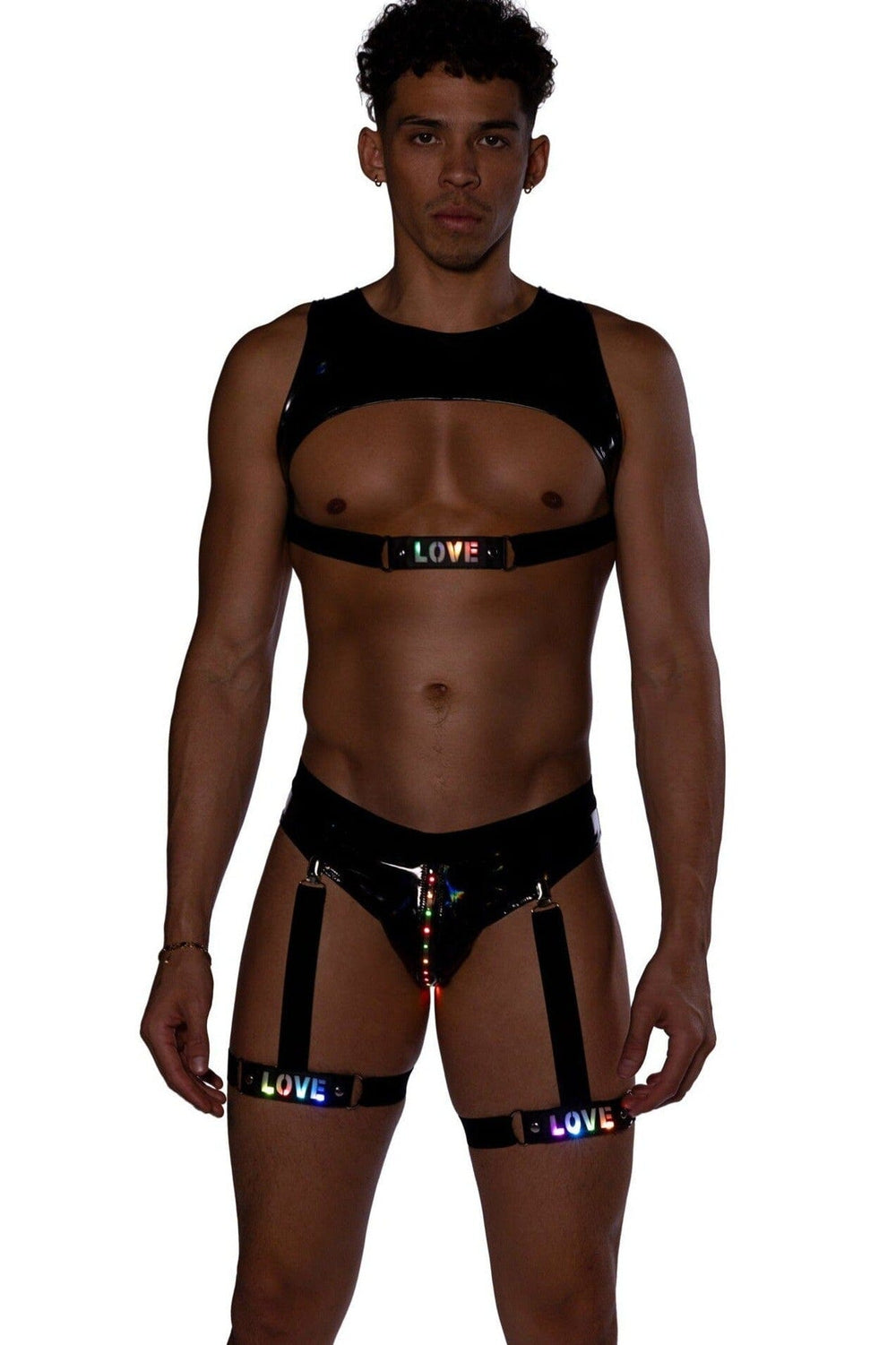 Roma Confidential Vinyl Crop Top in Black 