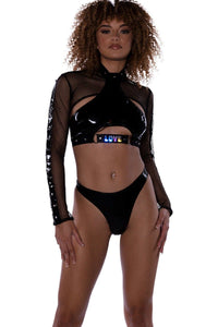 Roma Confidential Vinyl Halter Top in Black 