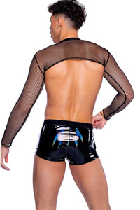 Roma Confidential Vinyl with Iridescent Pint Shorts with Stud Detail in Black 