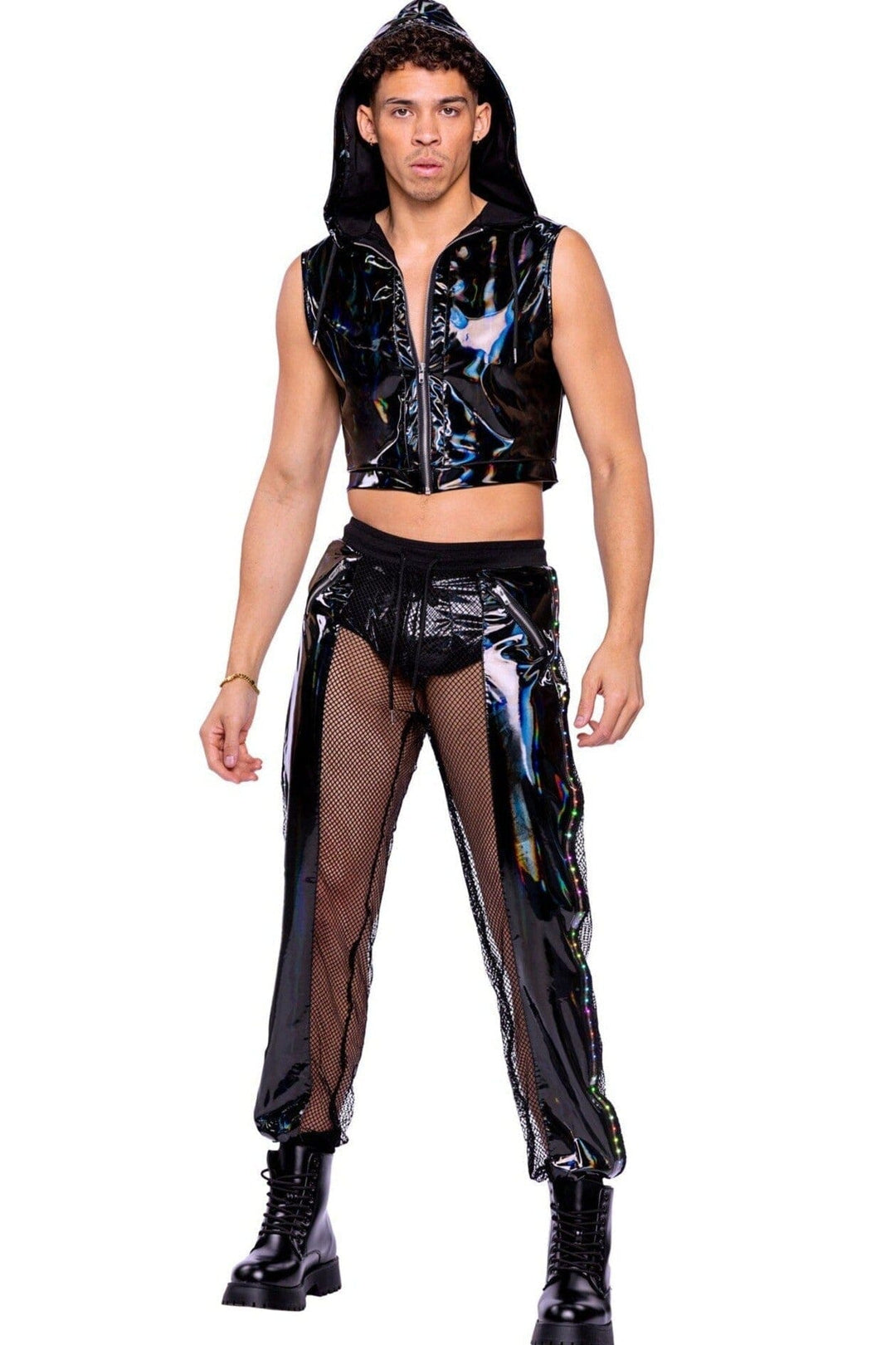 Roma Confidential Vinyl Hooded Jacket in Black  from SexyShoes.com