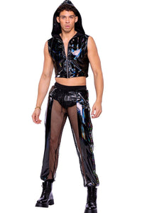 Roma Confidential Vinyl Hooded Jacket in Black  from SexyShoes.com