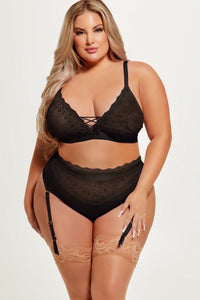 House of Desire Vivienne 2 Pc Bralette & Thong Set in Black 