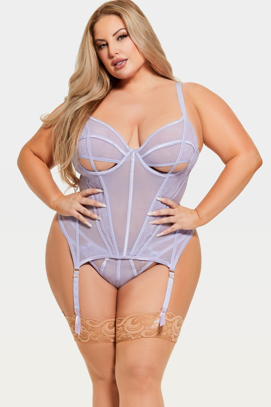 House of Desire Vivienne 2 Pc Bustier & G String Set in Purple 