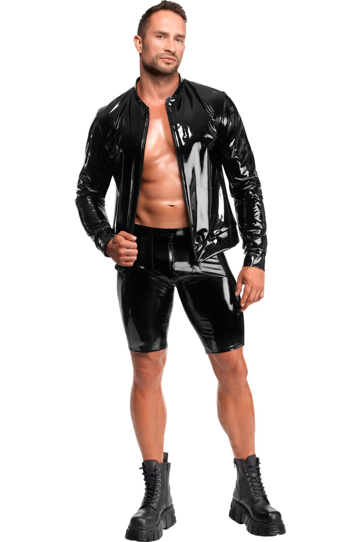 Voltage Black PVC Men's Biker Shorts