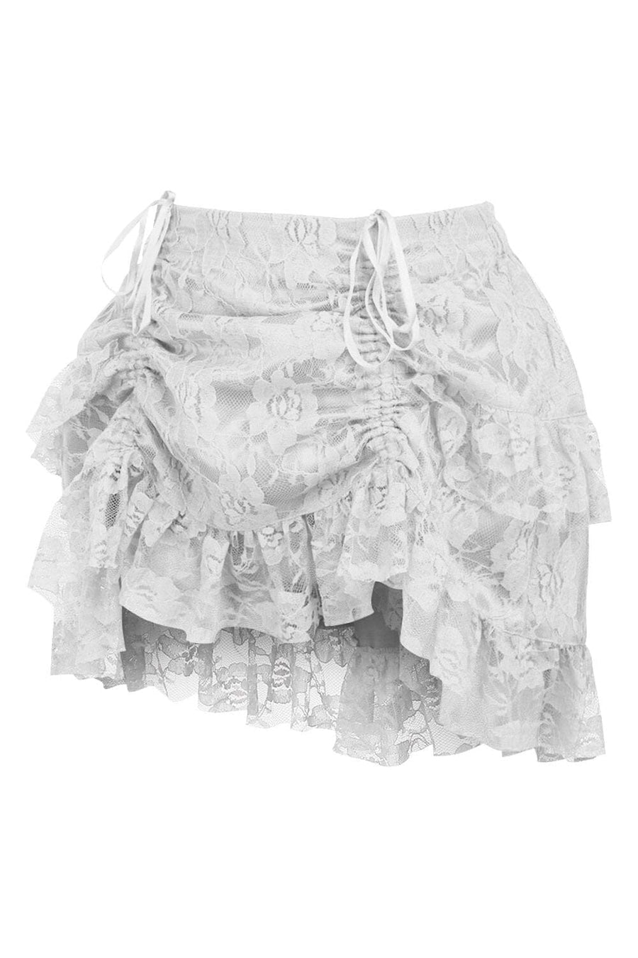 Daisy Corsets White Lace Ruched Bustle Skirt in White 