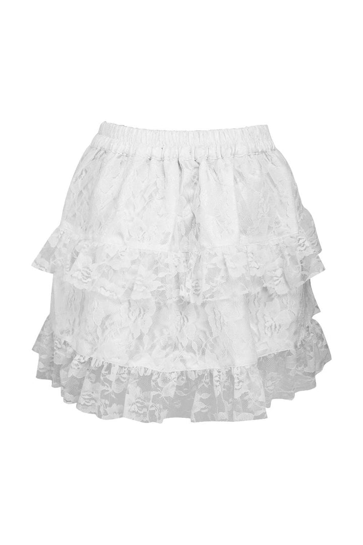 White Lace Ruched Bustle Skirt