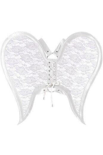 Daisy Corsets White/White Faux Leather & Lace Angel Wing Body Harness in White 
