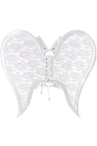 Daisy Corsets White/White Faux Leather & Lace Angel Wing Body Harness in White 