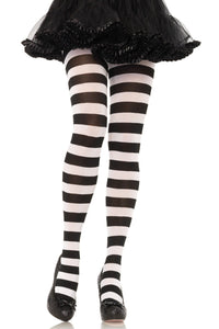 Leg Avenue Wide Stripe Opaque Tights in Black  from SexyShoes.com