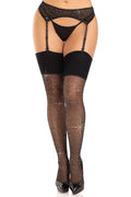 Wide Top Rhinestone Spandex Sheer Stockings