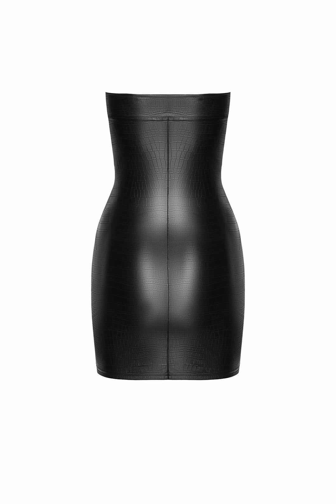 Noir Handmade Wild Crocodile Printed Wetlook Mini Dress in Black 