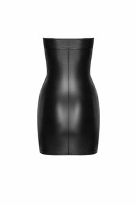 Noir Handmade Wild Crocodile Printed Wetlook Mini Dress in Black 