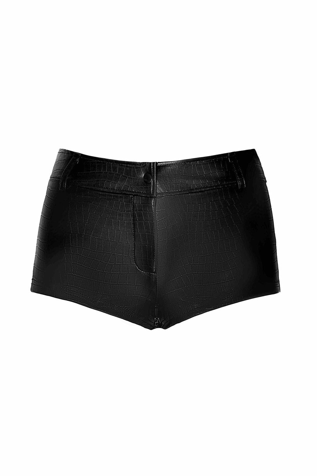 Noir Handmade Wild Crocodile Printed Wetlook Shorts in Black 