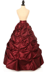 Daisy Corsets Wine Satin Pick Up Long Skirt in Red  from SexyShoes.com