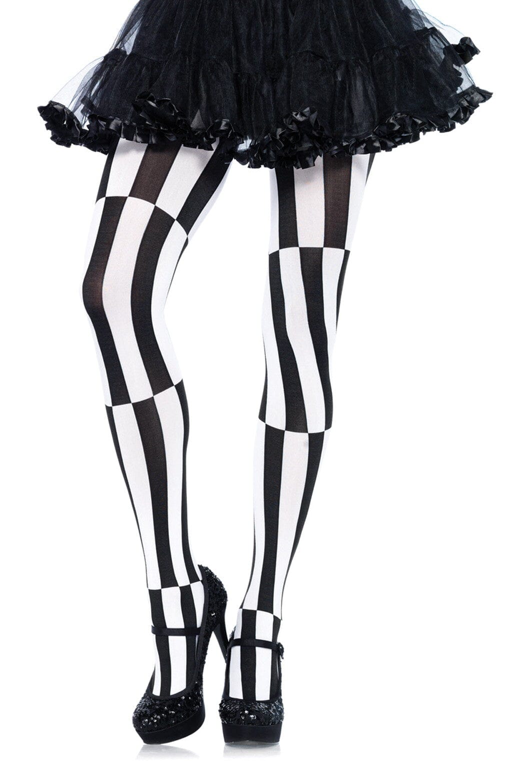Leg Avenue Woven Opaque Striped Optical Illusion Pantyhose in Black  from SexyShoes.com