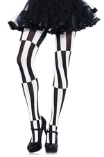 Woven Opaque Striped Optical Illusion Pantyhose