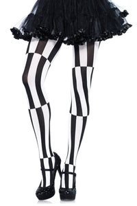 Leg Avenue Woven Opaque Striped Optical Illusion Pantyhose in Black  from SexyShoes.com