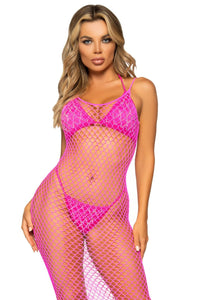 Leg Avenue Woven Twist Net Backless Maxi Dress in Pink  from SexyShoes.com