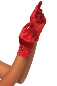 Leg Avenue Wrist Length Satin Gloves in Red  from SexyShoes.com