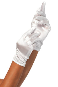 Leg Avenue Wrist Length Satin Gloves in White  from SexyShoes.com
