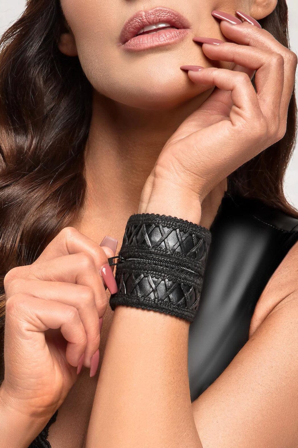 Noir Handmade Wrist Wallet with Hidden Zipper in Black  from SexyShoes.com