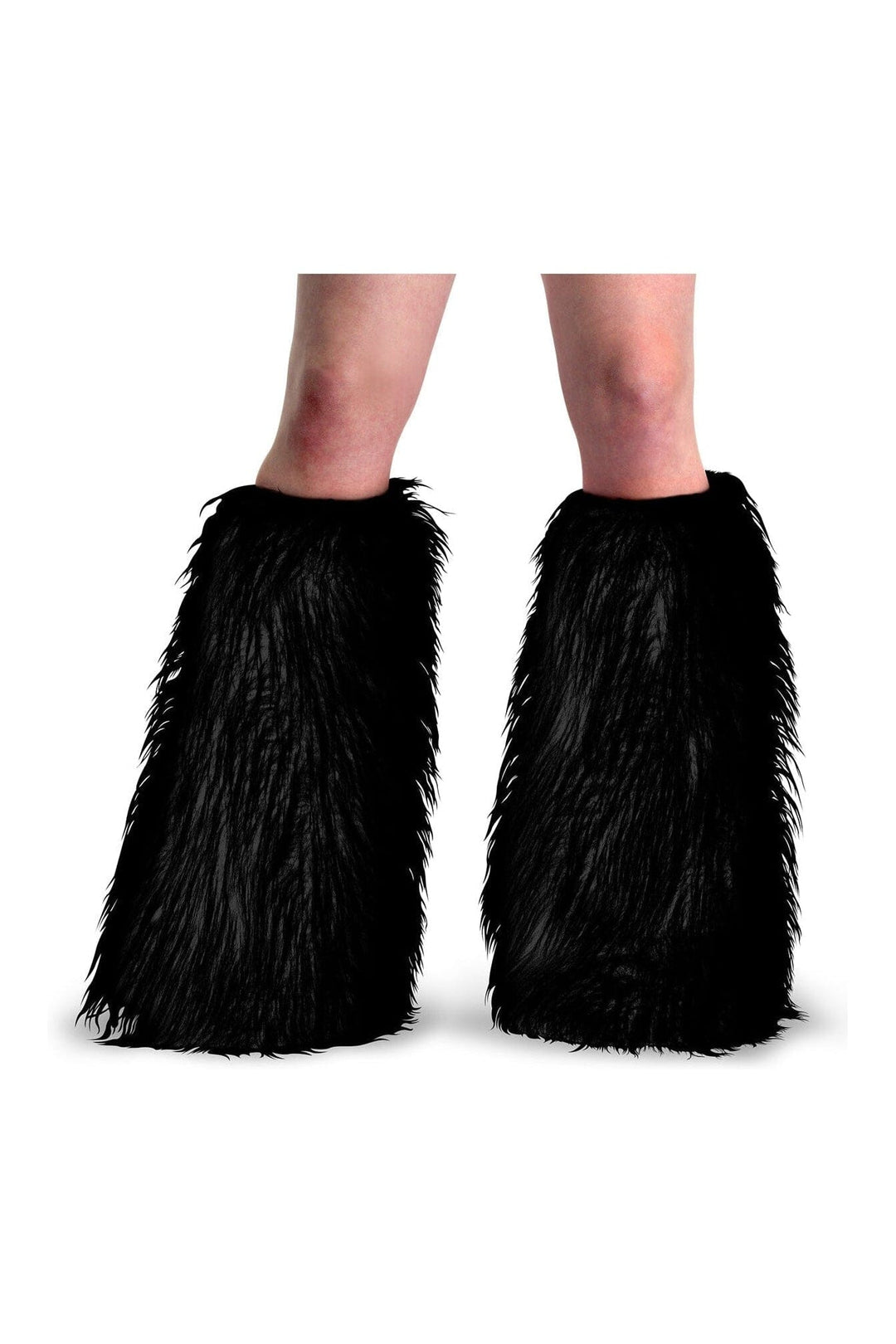 Demonia YETI-08 Black Faux Fur Leg Warmers in Black Faux Fur from SexyShoes.com