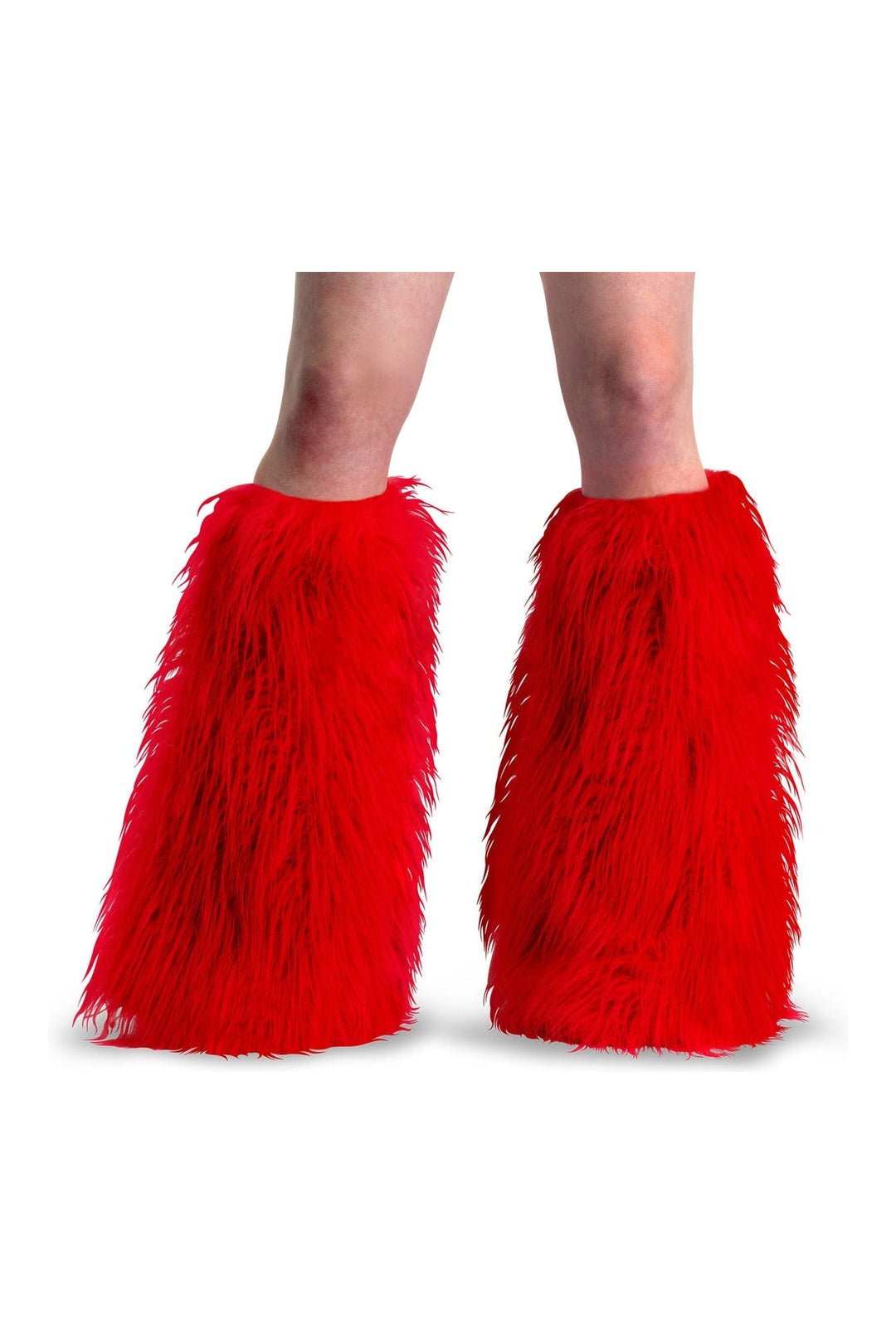 YETI-08 Red Faux Fur Leg Warmers