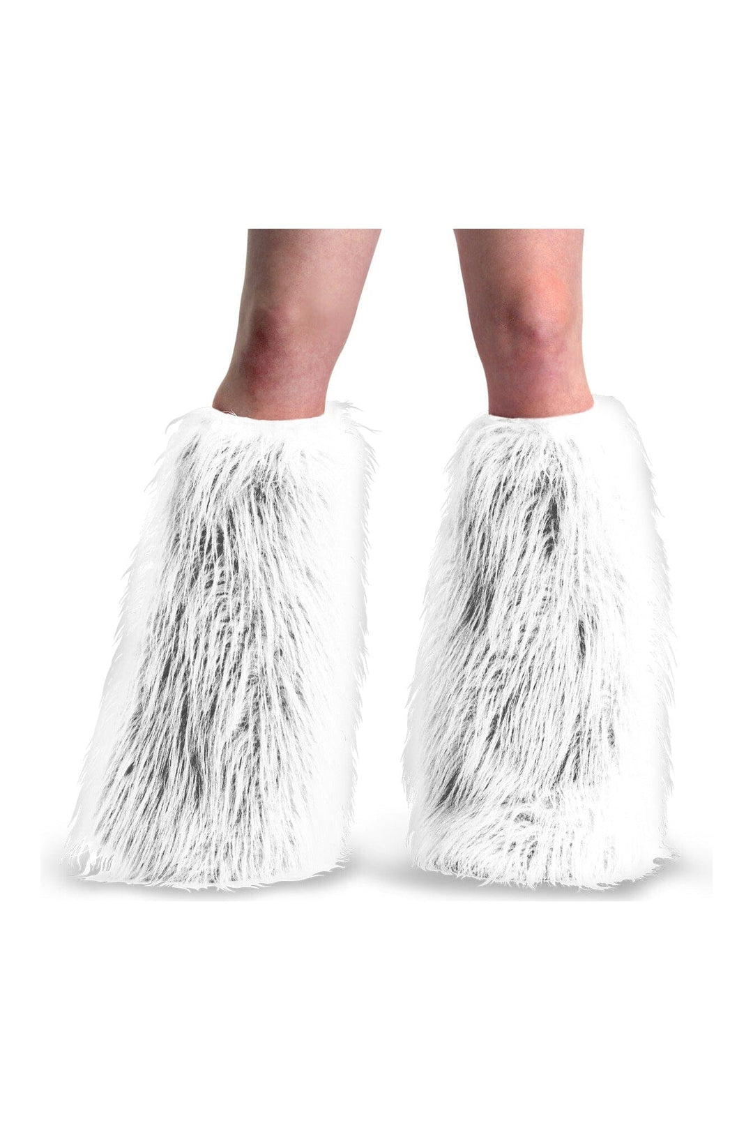 YETI-08 White Faux Fur Leg Warmers