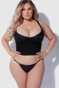 House of Desire Yvone 2 Pc Bustier & G String Set in Black 