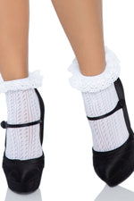 Zig Zag Crochet Eyelet Lace Ankle Socks