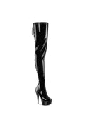 DELIGHT-4063 Black Patent Thigh Boot