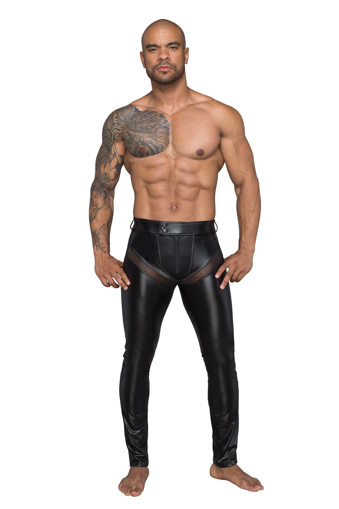 Noir Handmade Men's Powerwetlook Long Pants in Black  from SexyShoes.com
