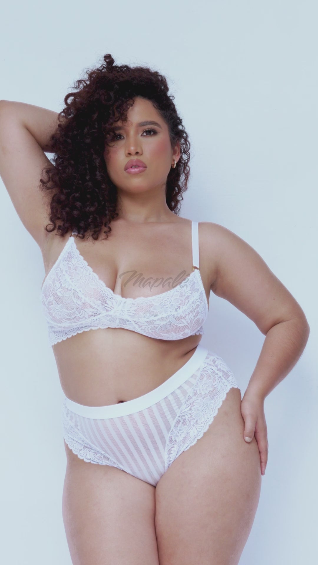Floral Lace and Striped Mesh Two-Piece Set | Plus Size