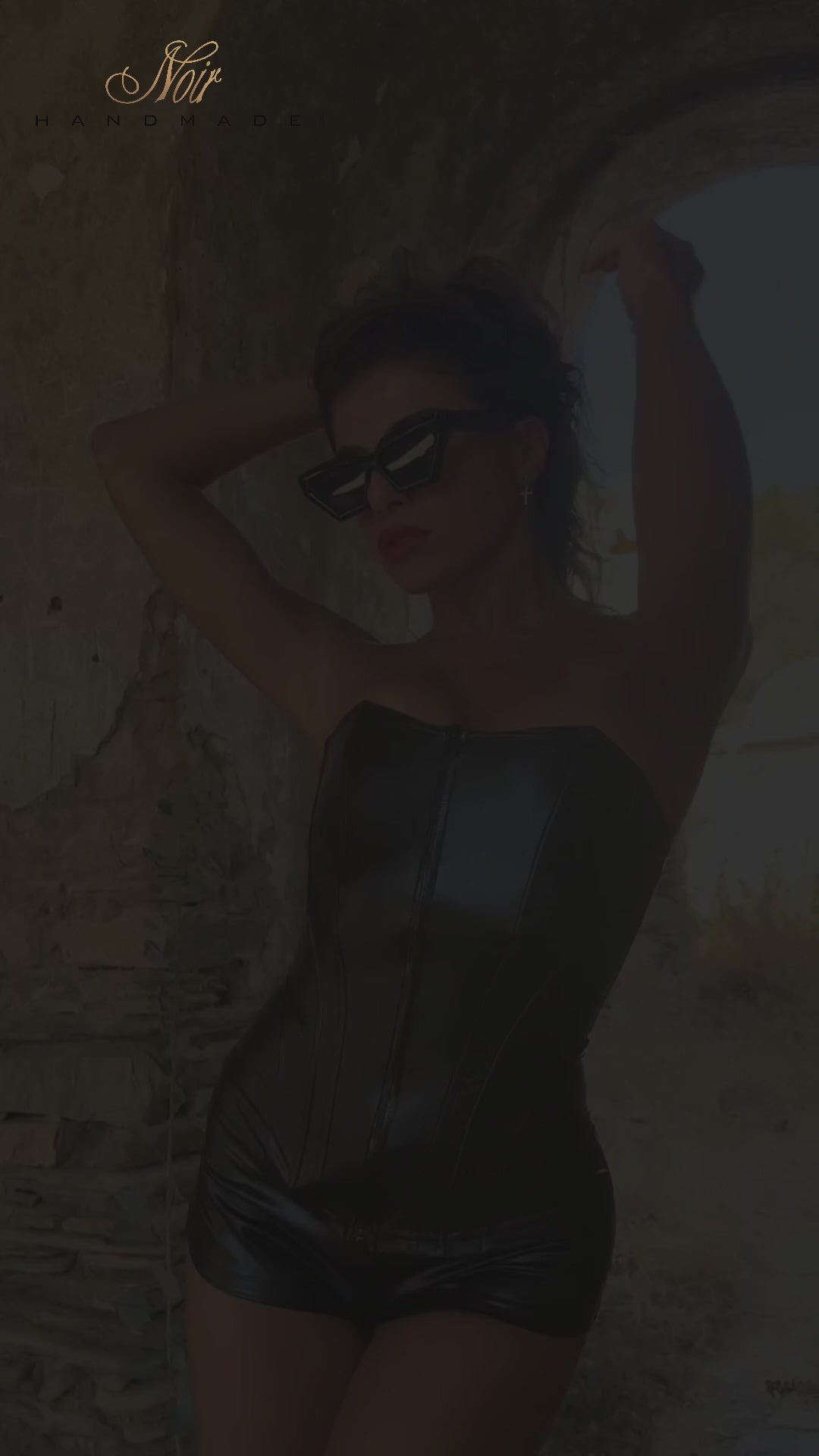 Noir Handmade Mysteria Power Wetlook Corset in Black 