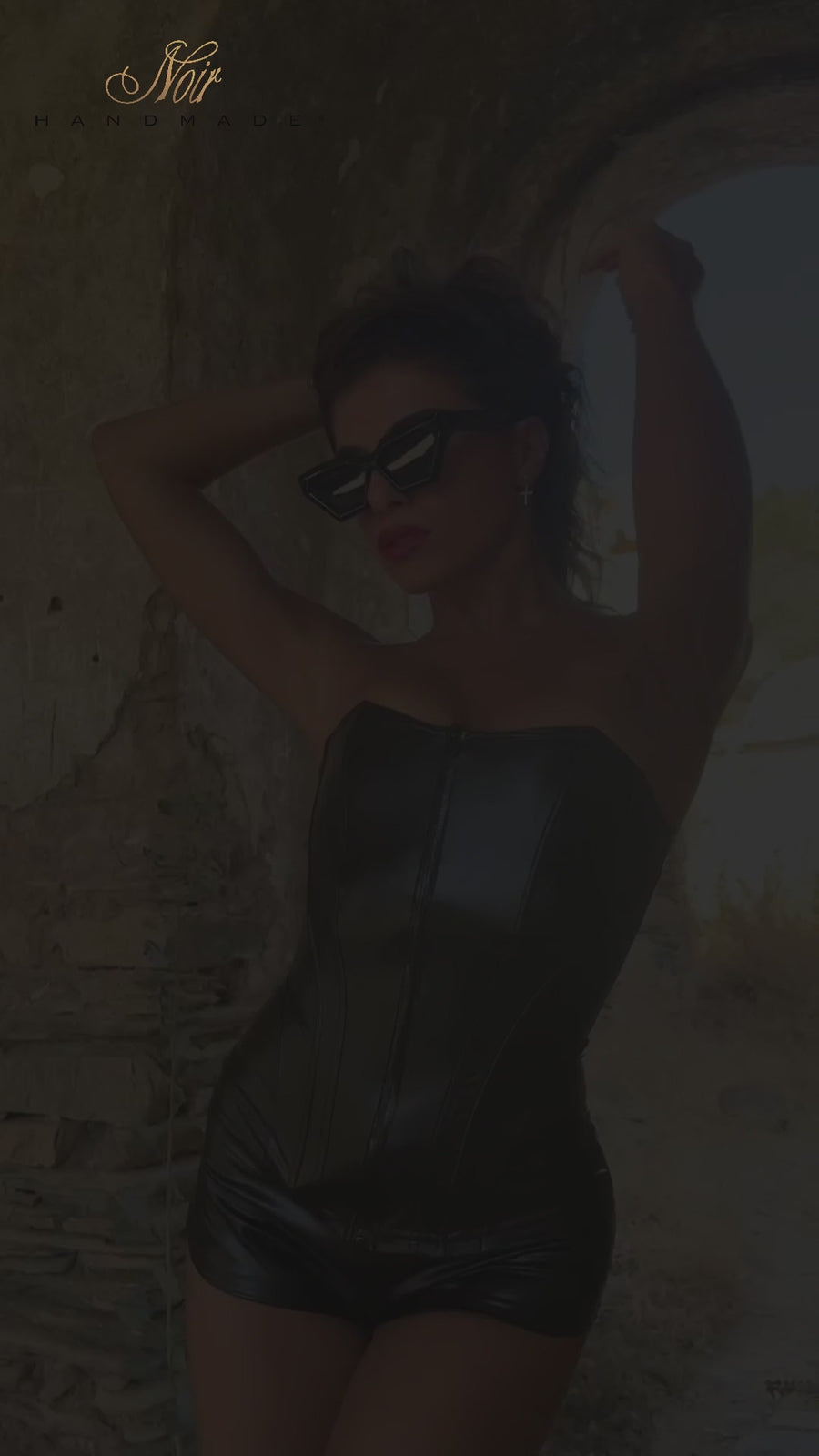 Noir Handmade Mysteria Power Wetlook Corset in Black 