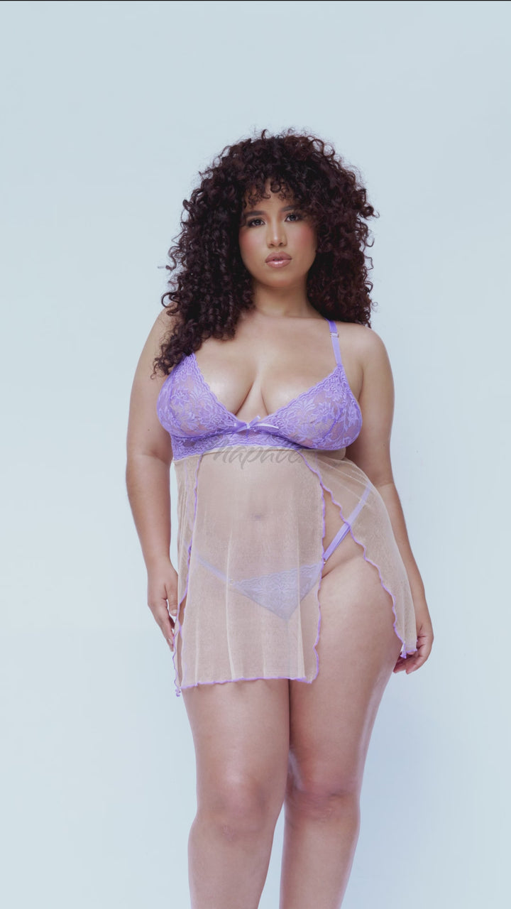 Tulle Babydoll with Side Slits | Plus Size