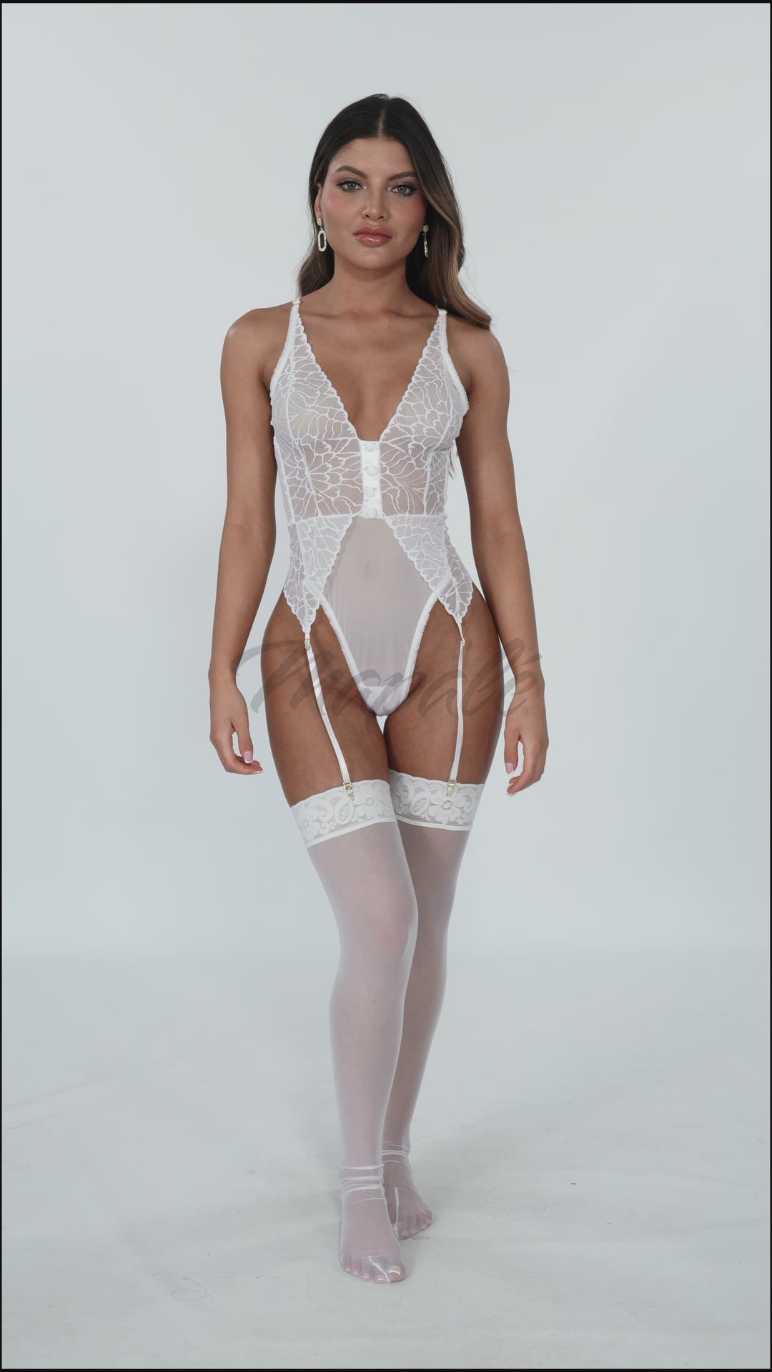 Lace & Mesh Teddy with Lace-Up Back