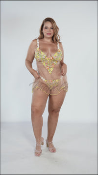 Floral Embroidered Babydoll with Matching Thong