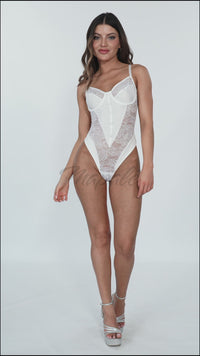 Lace & Solid Contrast Underwire Bodysuit