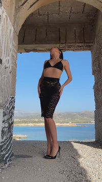 Noir Handmade Ambivalence Lace Up Mini Skirt in Black 